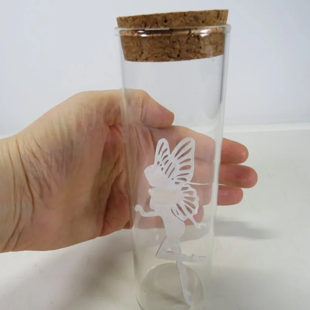 Fairy in a bottle READY TO CRAFT Glass Jar with Cork Wood Laser Cut Fairy